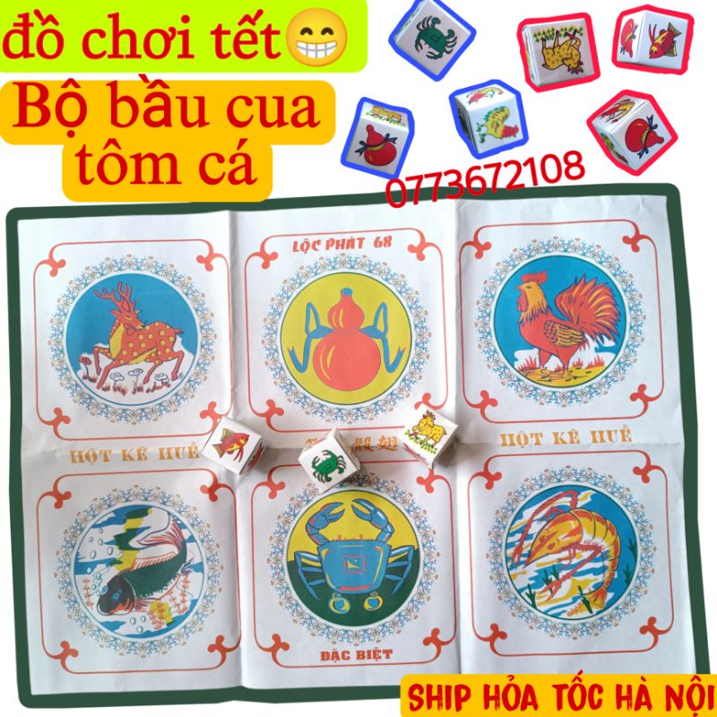 [Mã LIFEXANH03 giảm 10% đơn 500K] [Mã LIFE0503TOYS giảm 10% đơn 0Đ] Bộ bầu cua tôm cá giấy đẹp 8k