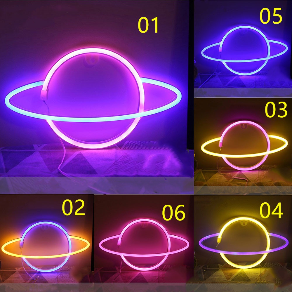 Đèn led neon 2 trong 1 hình hành tinh trang trí phòng bé tùy chọn màu sắc
