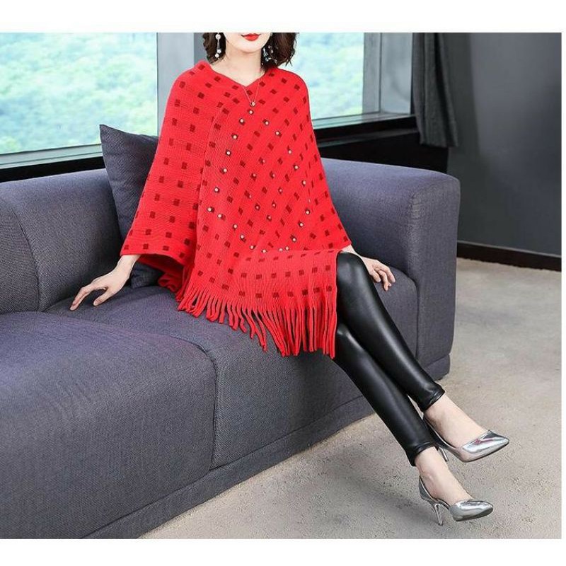 Hàng nhập - Áo khoác len nữ, áo len kiểu tua rua đính hạt