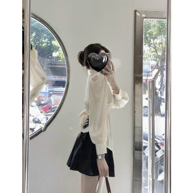 Sơ Mi Nơ Lưng Nút bọc Hồng