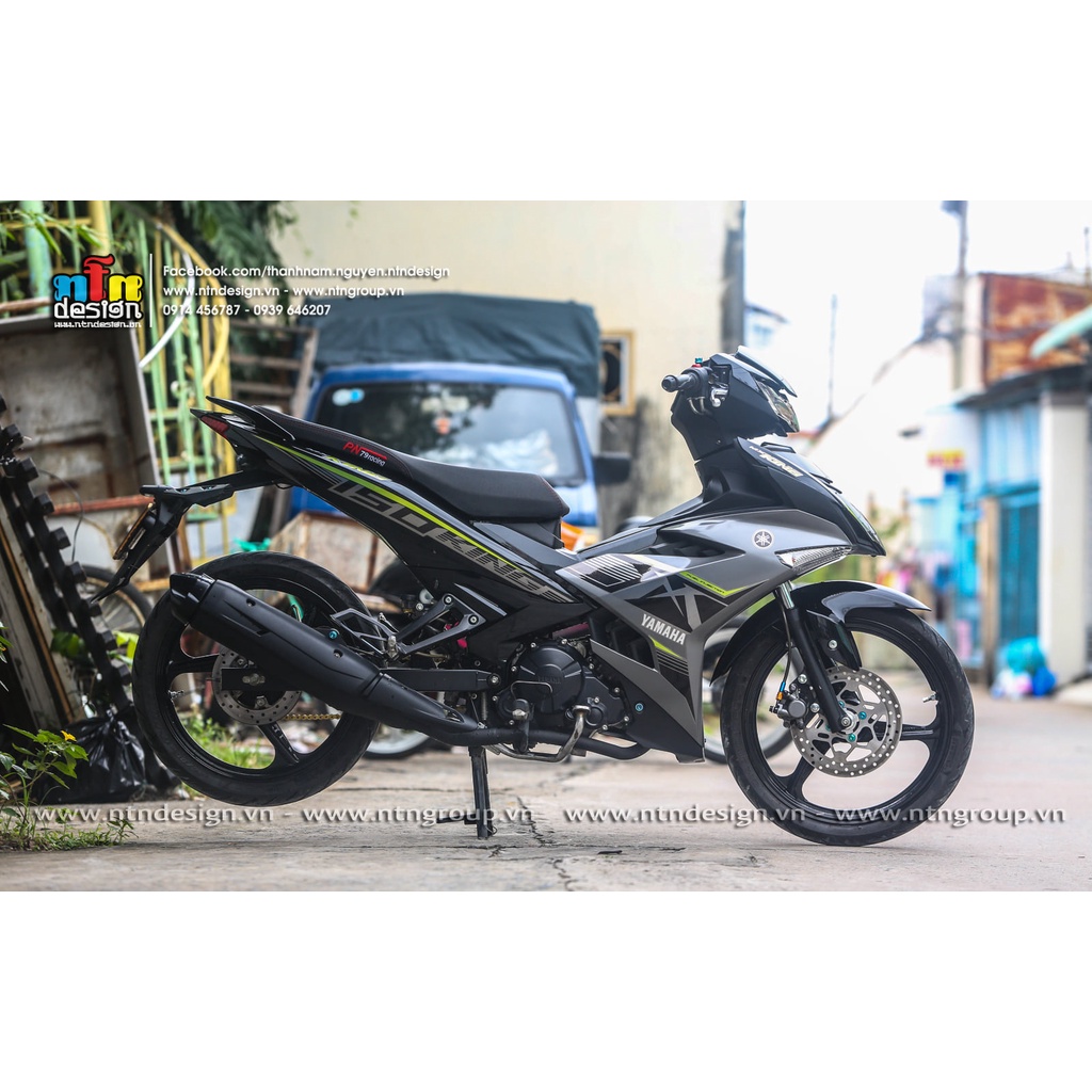 Tem Rời Dán Xe Exciter 150 Mẫu MX Xám Đen Xanh Cực Chất, Hàng 3 Lớp Chất Lượng Cao ,Team Decal