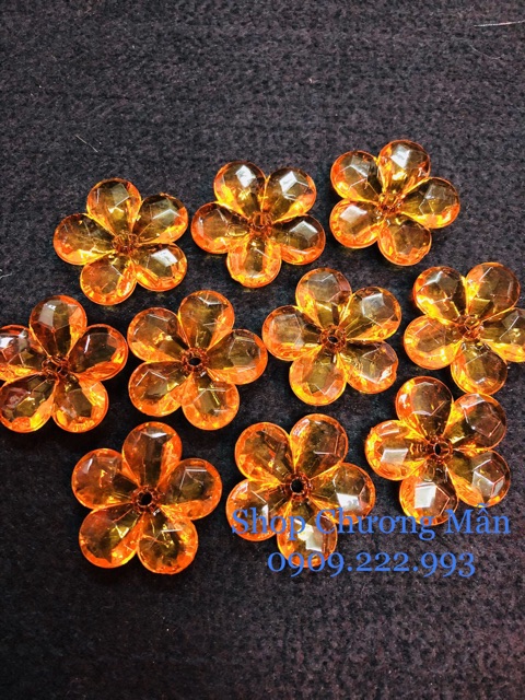 100G Bông Treo 5 Cánh Pha Lê Nhựa 28mm Giá Sỉ