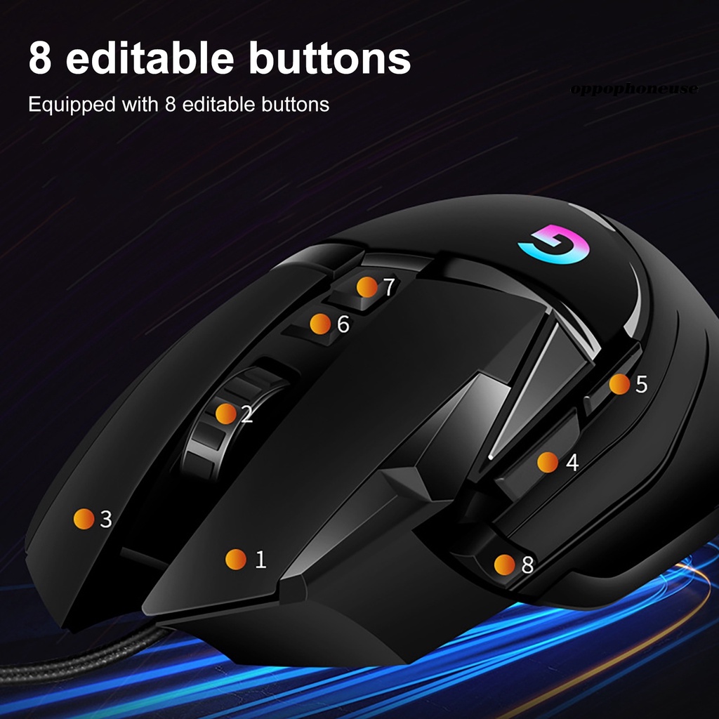 Chuột chơi game 7200dpi có dây với 8 nút bấm và đèn Rgb chất lượng cao Oppo_G502