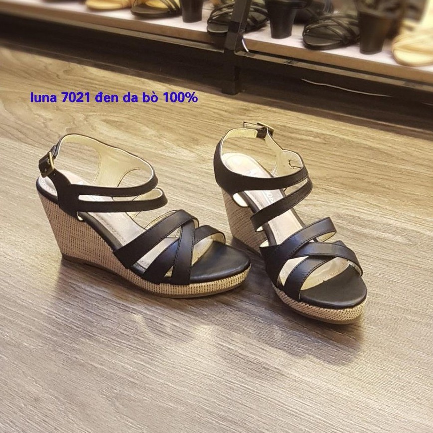 Xăng đan đế xuồng da bò thật mềm 7p LUNASHOES 6008 bảo hành 2 năm giày nữ trung niên cho mẹ