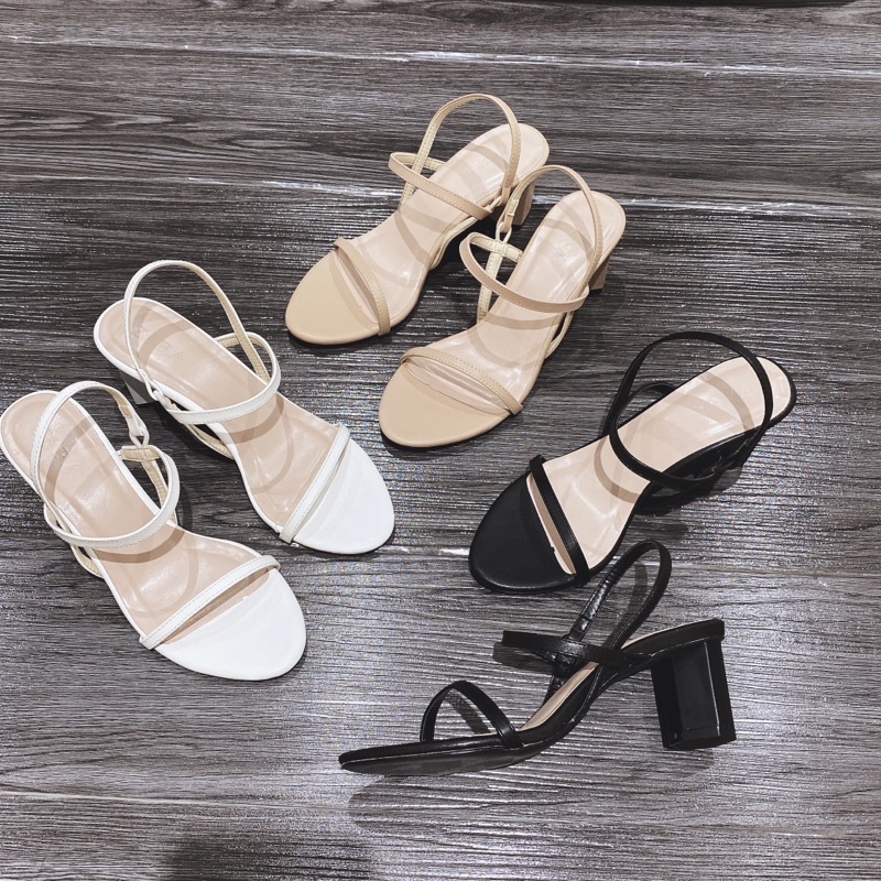 Sandal đon giản dây mãnh gót tròn cao 5p