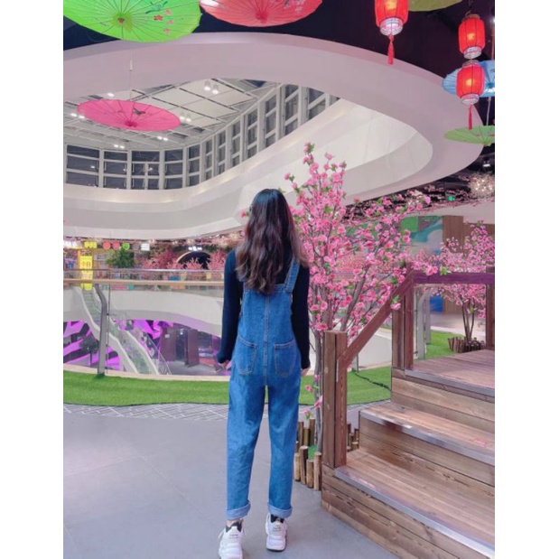 Quần Yếm jean nữ dài ulzzang chất denim thời trang hàn dành cho nữ