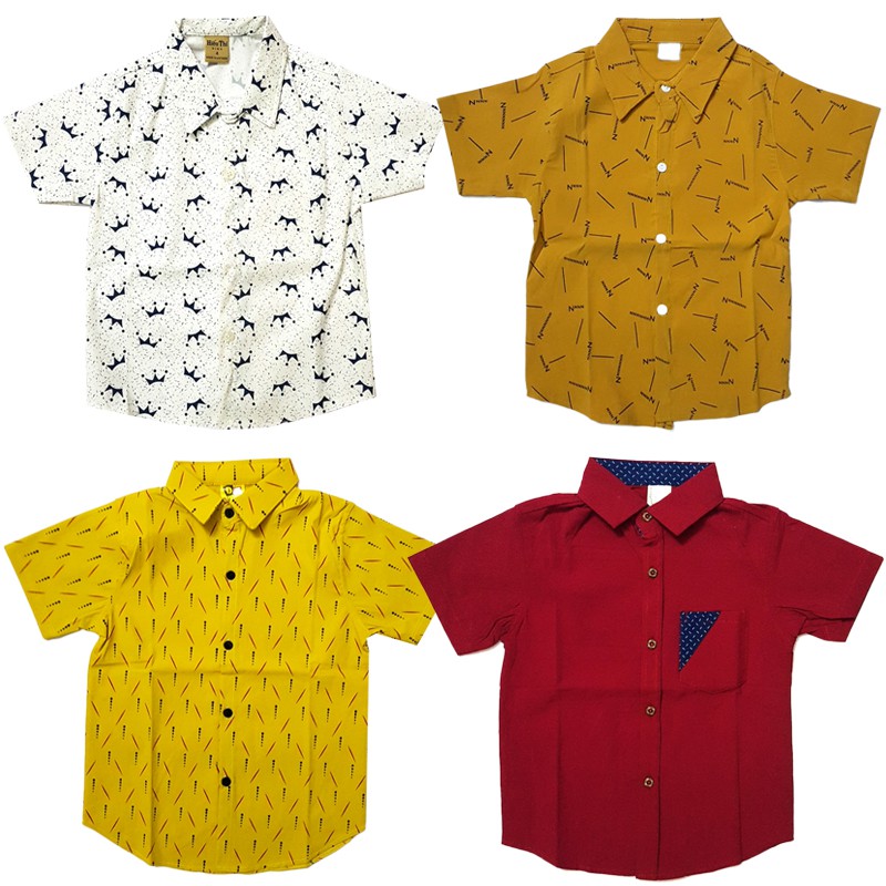 Áo sơ mi bé trai nhiều màu chất sơ mi kaki co giãn mẫu và màu ngẫu nhiên size từ 7-33kg