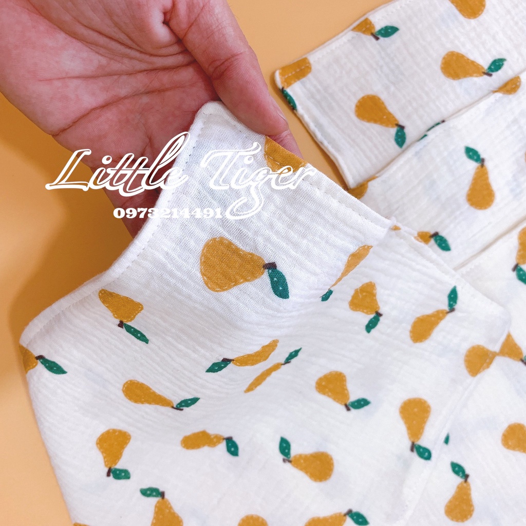 Hộp 6 cái khăn xô 2 lớp &amp; 4 lớp hoạ tiết dễ thương cho bé - Khăn sữa cho bé Little Tiger