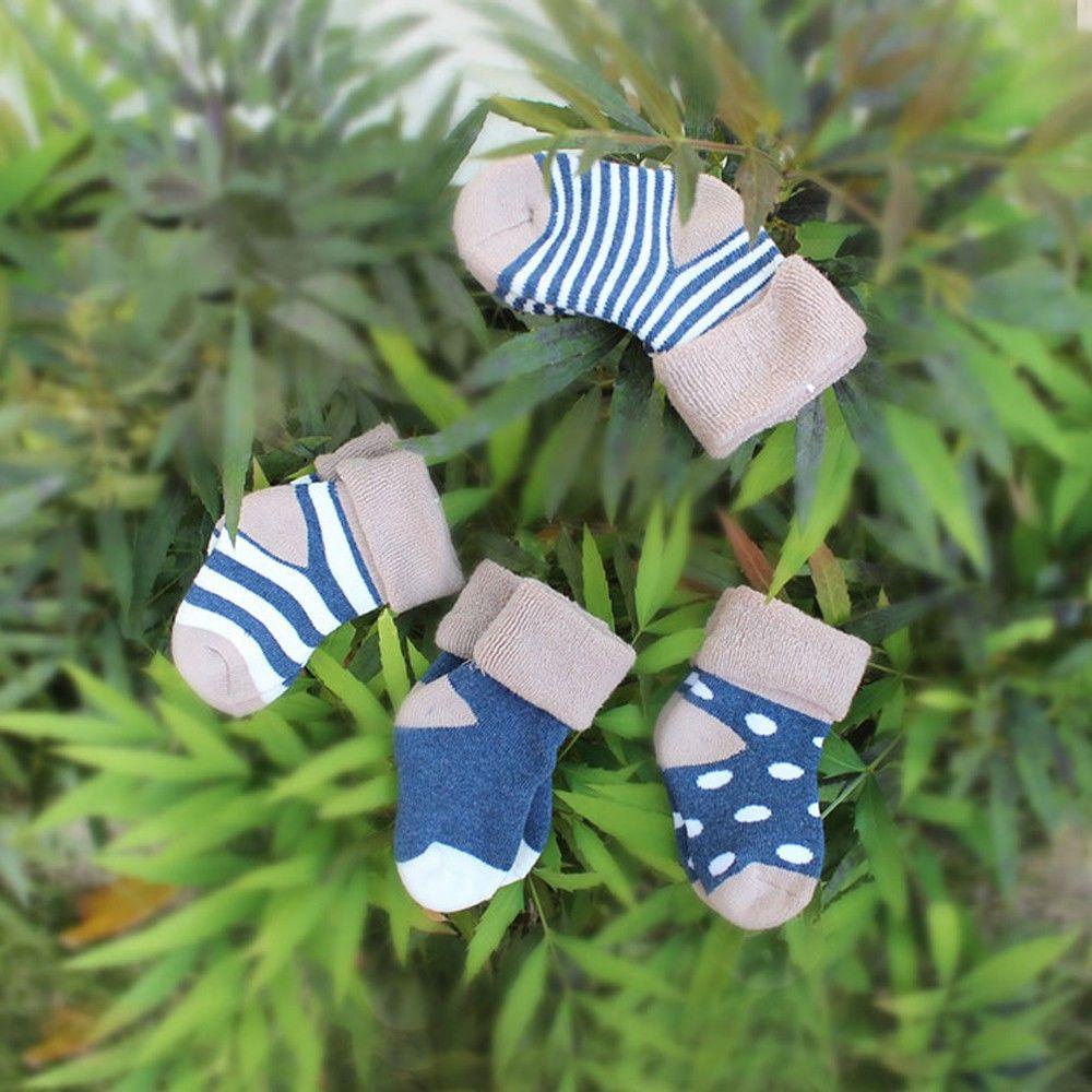 MIHAN1 Set 4 Đôi Tất Cotton Dày Thời Trang Cho Bé