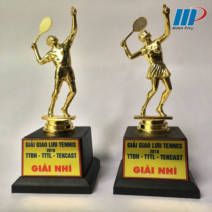 Cup tennis đơn nữ kích thước 18cm ✨Chất liệu hợp kim mạ vàng sáng bóng
