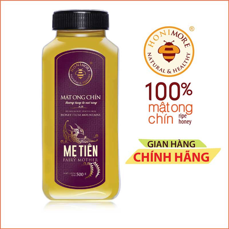 Mật ong nguyên chất, mật ong rừng Honimore Mẹ Tiên 500g - vị thanh dịu giúp tăng cường đề kháng, bồi bổ sức khỏe