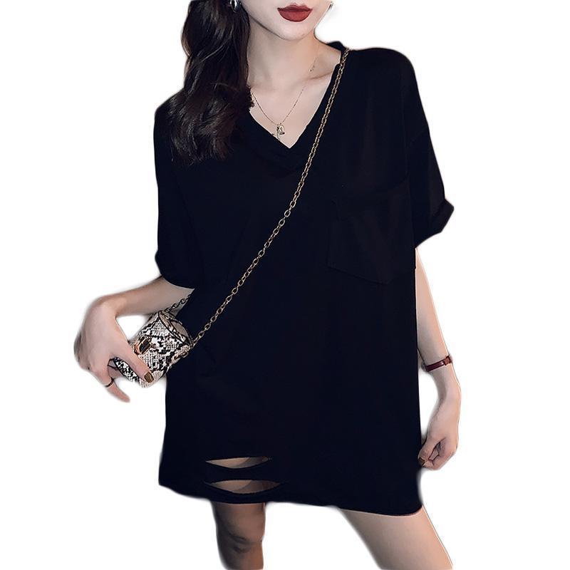 Áo Thun Cổ Chữ V Dáng Rộng Thời Trang Mùa Hè Phong Cách Hàn Quốc Cho Nữ