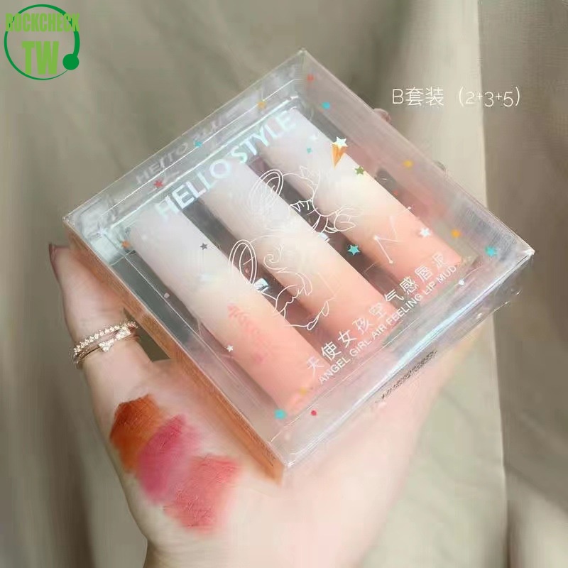 Set Son Môi Lì Mịn Mượt Như Nhung Tông Màu Trắng Thiết Kế Hình Hello Kitty Dễ Thương