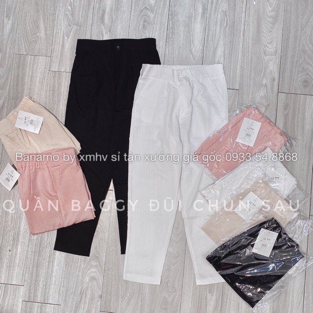 Quần đũi nữ cạp khóa quần baggy nữ khuy trước chun sau phong cách thời trang Banamo Fashion, baggy đũi 821