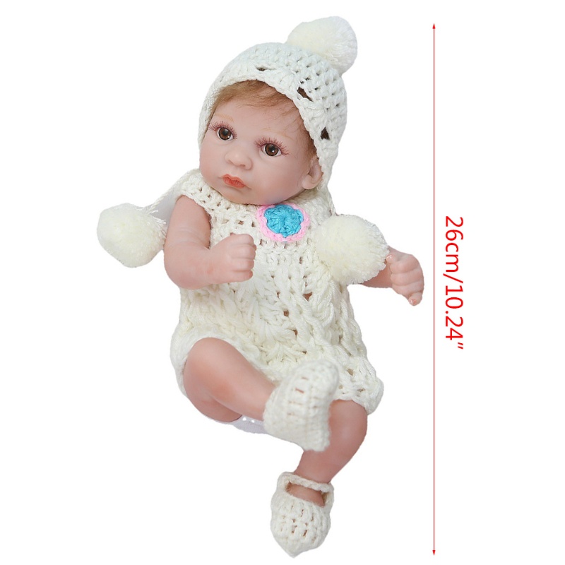Búp Bê Bé Gái Mắt Trắng Mini 26cm Bằng Silicone Vinyl Sống Động Như Thật