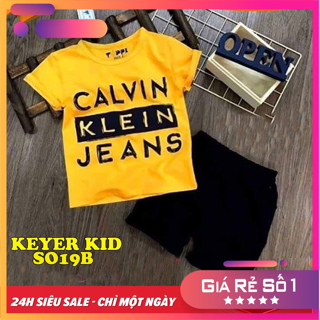 Bộ Thun Cotton Bé Trai, Chữ phông CALVIN, thiết kế thời trang, Chất Vải Không Xù, Không Co Rút_keyer kid