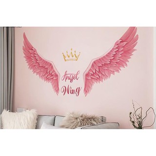 decal dán tường đôi cánh hồng