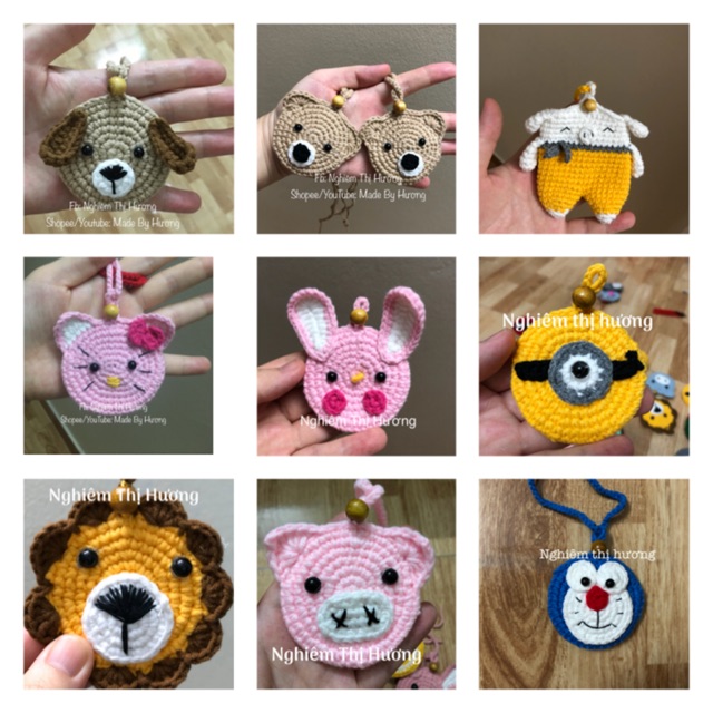 Túi đựng tỏi cho bé sơ sinh nhiều mẫu tránh vía bằng len made by huong có hạt dâu tằm