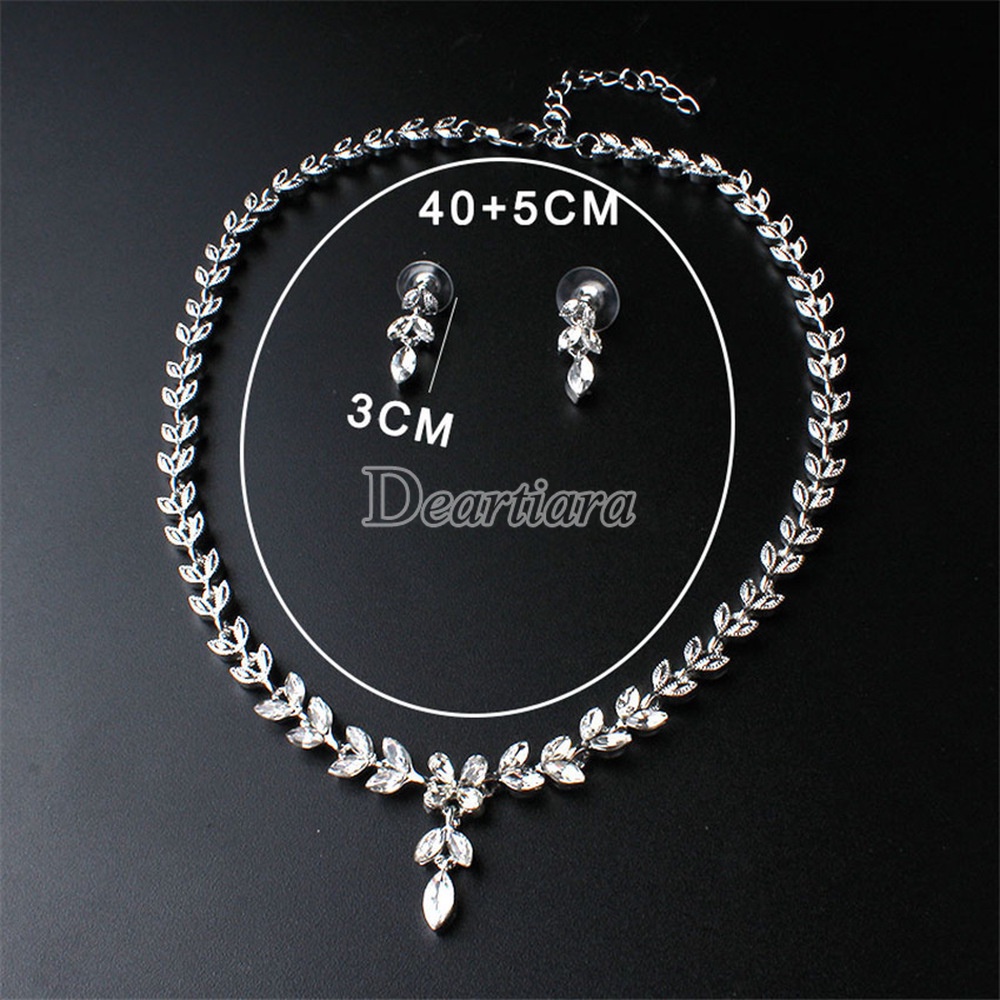 Bộ Vòng cổ Và Đôi Khuyên Tai Đính Đá Thời Trang Dành Cho Cô Dâu