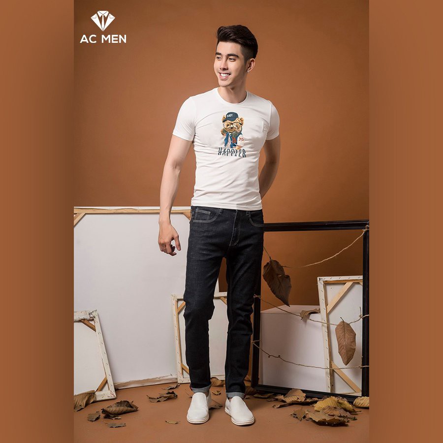 Áo Thun Nam AC MEN Form Dáng SlimFit In Hình Gấu HAPPIER | BigBuy360 - bigbuy360.vn