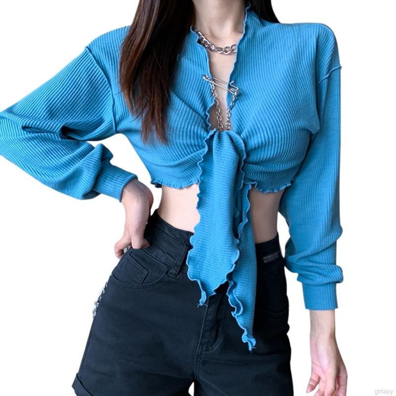 Áo Croptop Cột Dây Màu Trơn Phong Cách Hàn Quốc Quy