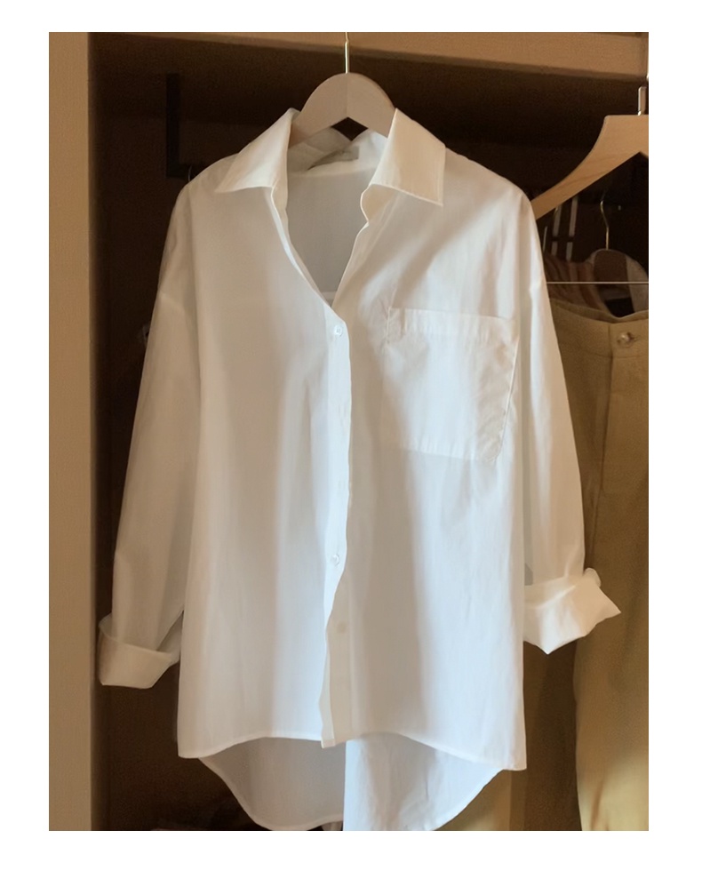 55626 Áo Sơ Mi Trắng Cơ Bản Đơn Giản Cotton Nguyên Chất