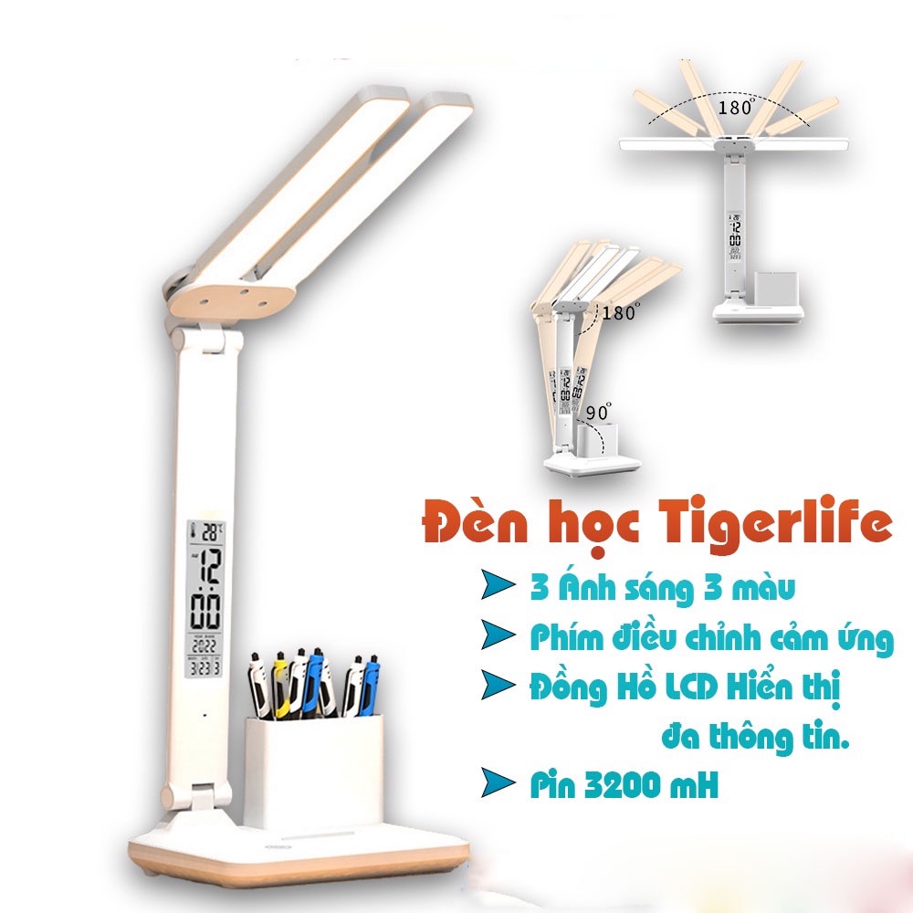 Đèn Ngủ Để Bàn 2 Đầu usb 180 Độ Tiện Dụng° Đèn Bàn 3 Màu Trong 1 Bảo Vệ Mắt Có Thể Sạc Lại