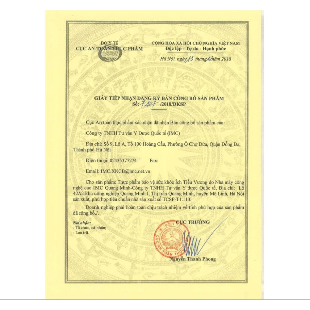 Ích Tiểu Vương - Hỗ trợ Giảm Tiểu Đêm, Tiểu Són, Tiểu nhiều lần, Rối loạn chức năng Bàng Quang (Hộp 120v) [Chính Hãng]