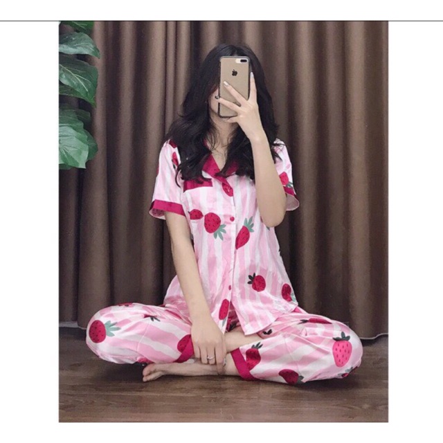 Combo bộ ngủ lụa áo cộc quần dài