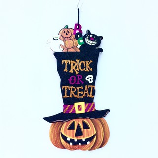 Bảng treo trang trí Halloween hình bí ngô mũ dài