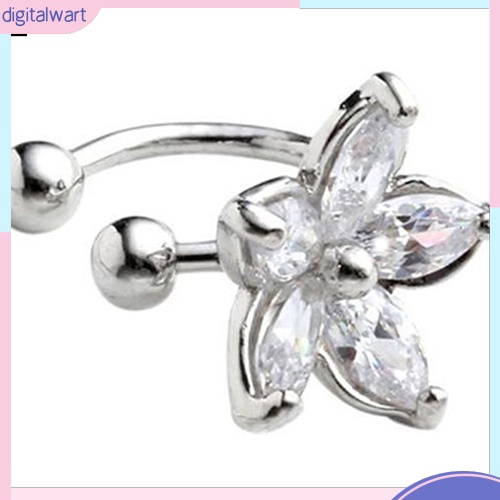 Khuyên kẹp vành tai đơn thiết kế bông hoa đính đá lấp lánh sang trọng cá tính dành cho nữ