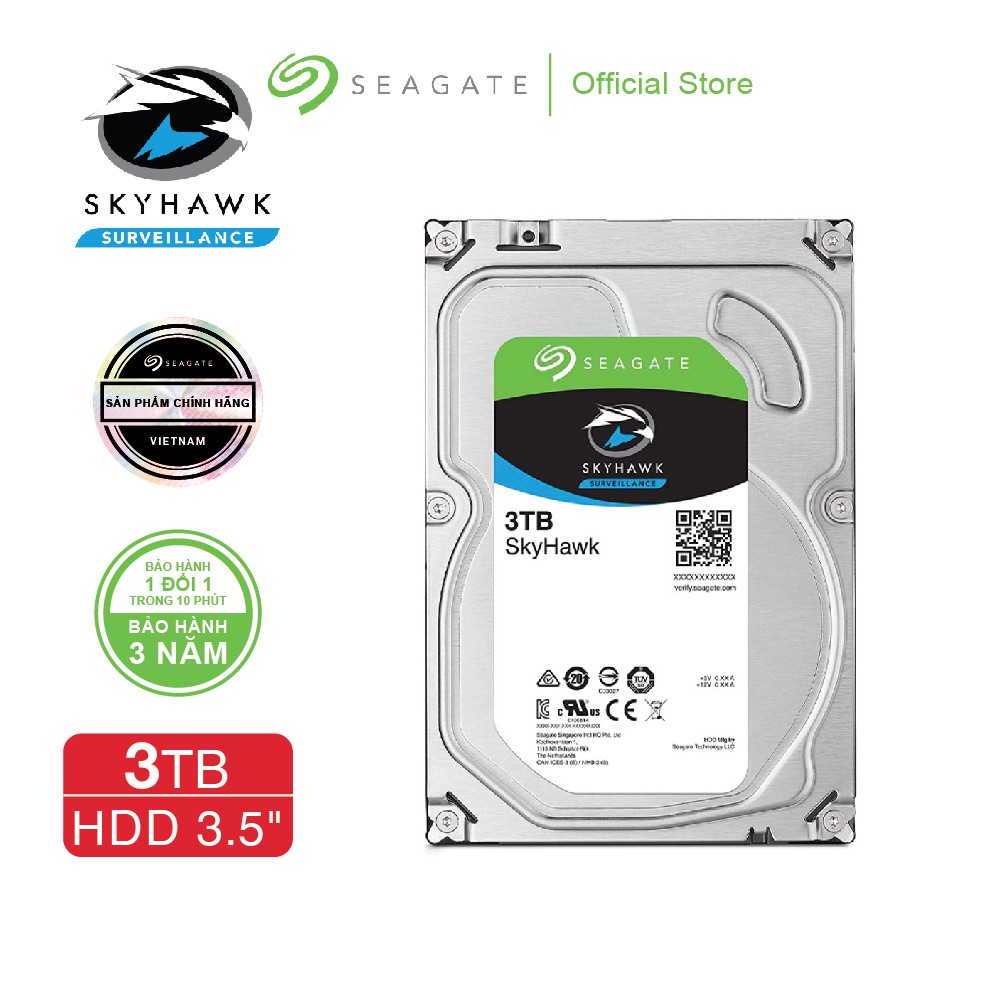 Ổ cứng HDD 3.5" Camera SEAGATE SkyHawk 3TB SATA 5400RPM_ST3000VX009