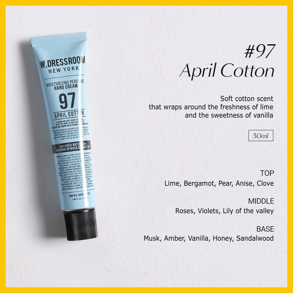 W.DRESSROOM Kem Dưỡng Ẩm Da Tay NO.97 April Cotton 50ml