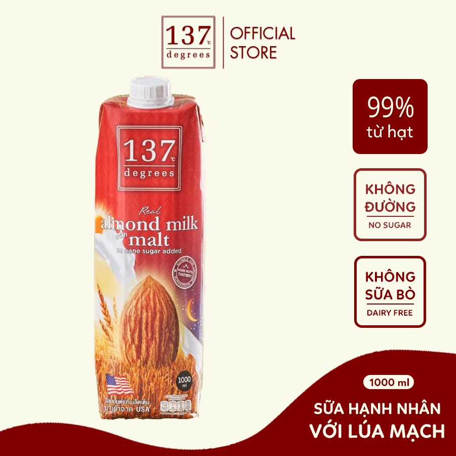 [VỊ MỚI] Sữa hạt Hạnh nhân Lúa mạch 137 Degrees hộp 1L-[FREE SHIP] TỪ ĐƠN 50K