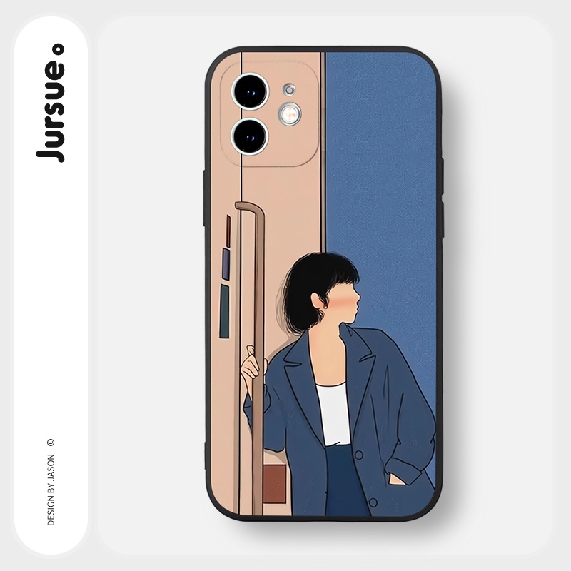 Ốp lưng JURSUE hoạt hình cặp đôi dễ thương đẹp cho iPhone 13 12 11 Pro Max SE 2020 X XR XS 8 7 ip 6S 6 Plus kute Y1954