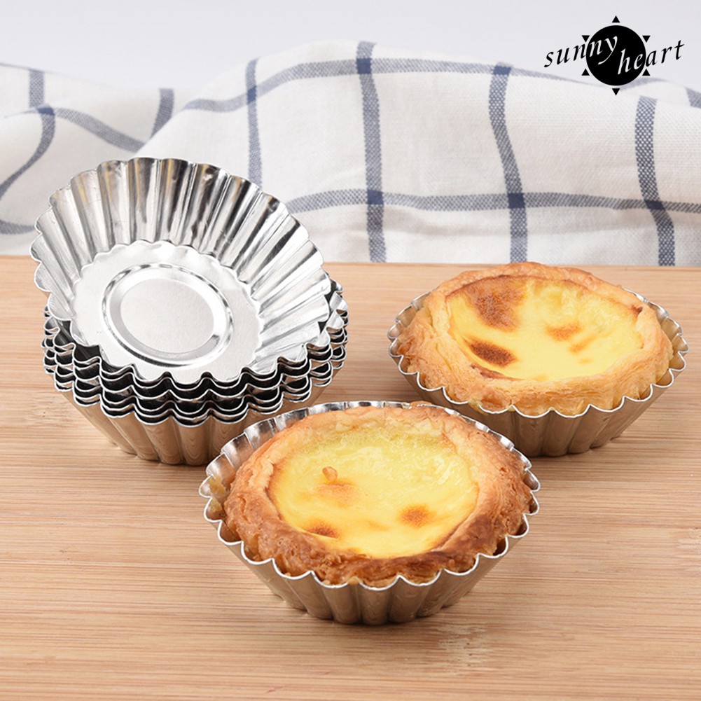 (Hàng Mới Về) Set 10 Khuôn Nhôm Làm Bánh Trứng Tiện Dụng