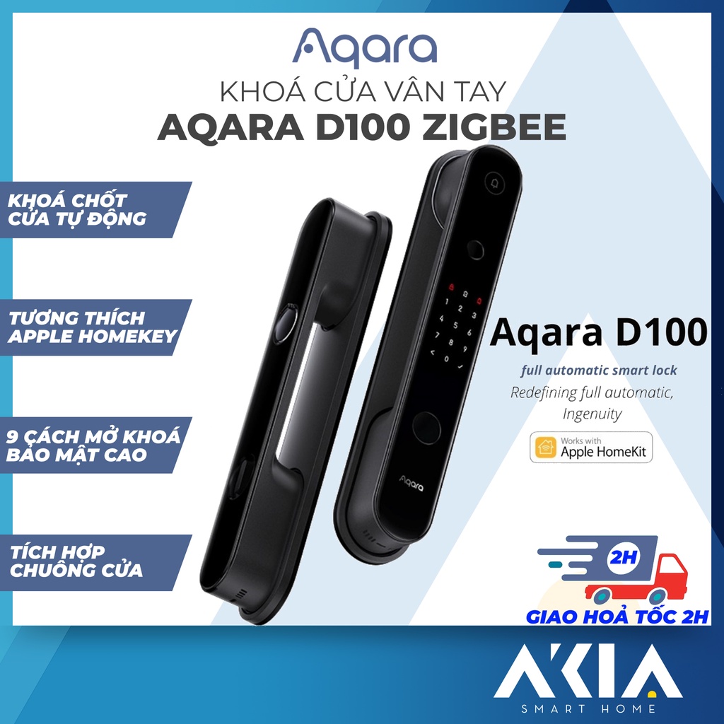 Khoá Thông Minh Aqara A100/ D100/ N100 bản Quốc Tế -  Khoá thẻ từ, vân tay 7 cách mở, Tích hợp Chuông Cửa, Mở khoá từ xa