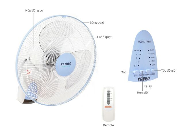 Quạt treo tường remote senko