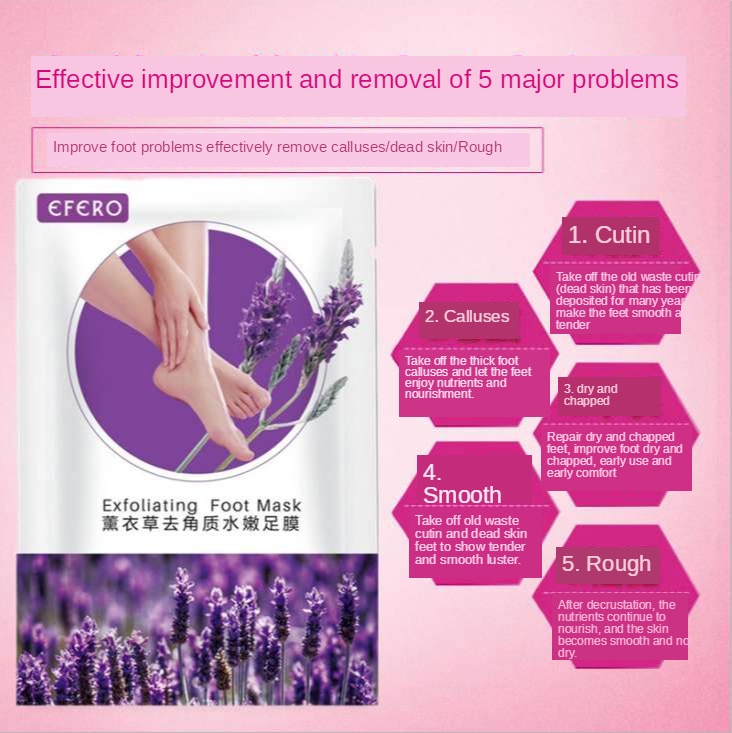 Lavender Exfoliation, Whitening and Moisturizing Foot Mask, Skin Care Foot Mask Hand Mask, Peeling Foot Mask, Remove Dead Skin and Calluses, Reduce Fine Lines, Plant Careot Care,foot Care