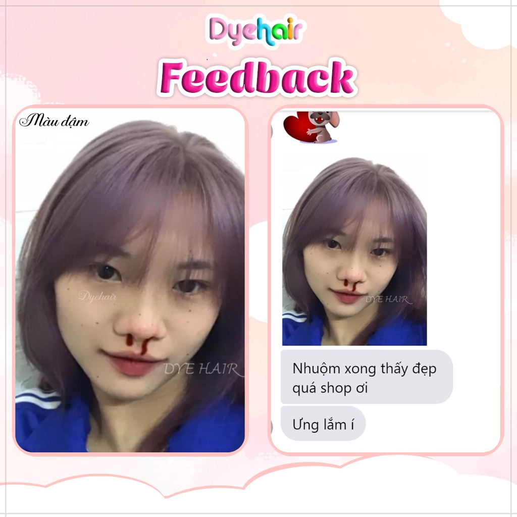 Thuốc nhuôm tóc, thuôc nhuộm tóc Xám Lavender, DYE.HAIR, tặng kèm oxy trợ dưỡng và bao tay