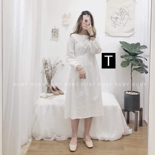 Váy babydoll dài tay chun DTR0919 | BigBuy360 - bigbuy360.vn