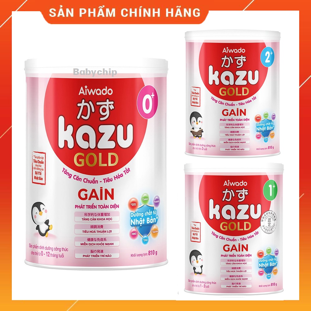 Sữa Bột Kazu Gold Gain 0+, 1+ 2+ 810g [Date mới nhất]