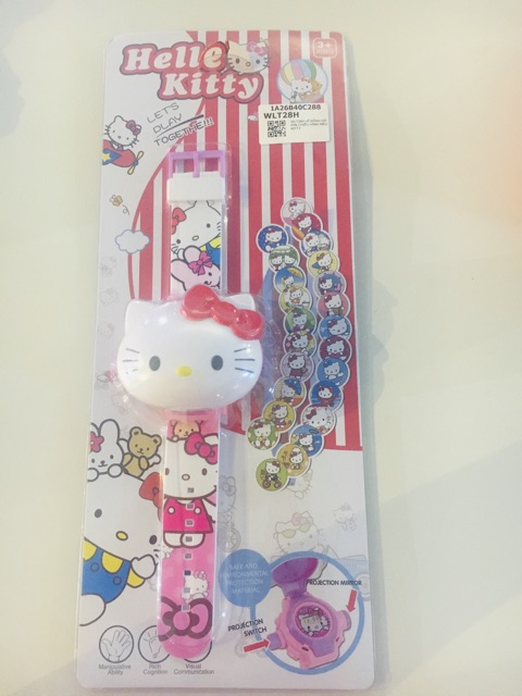 Đồ chơi đồng hồ đeo tay chiếu bóng hình hello kitty giúp bé vừa chơi vừa học xem giờ