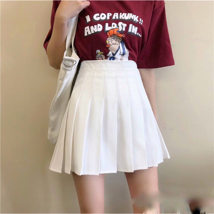 Chân váy tennis xòe xếp li màu trắng đen xếp ly skirt cạp lưng cao ngắn chữ a phong cách ulzzang Mophus mv009