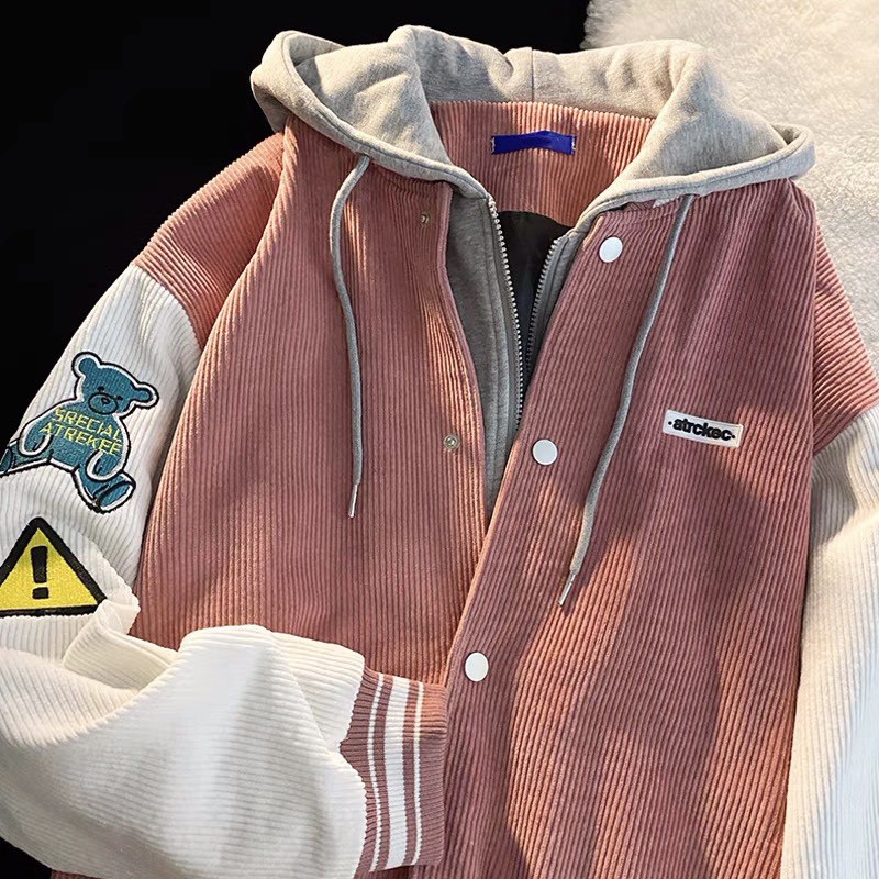 ÁO BOMBER NHUNG PHỐI MŨ NỈ THÊU GẤU ( AK09) | BigBuy360 - bigbuy360.vn