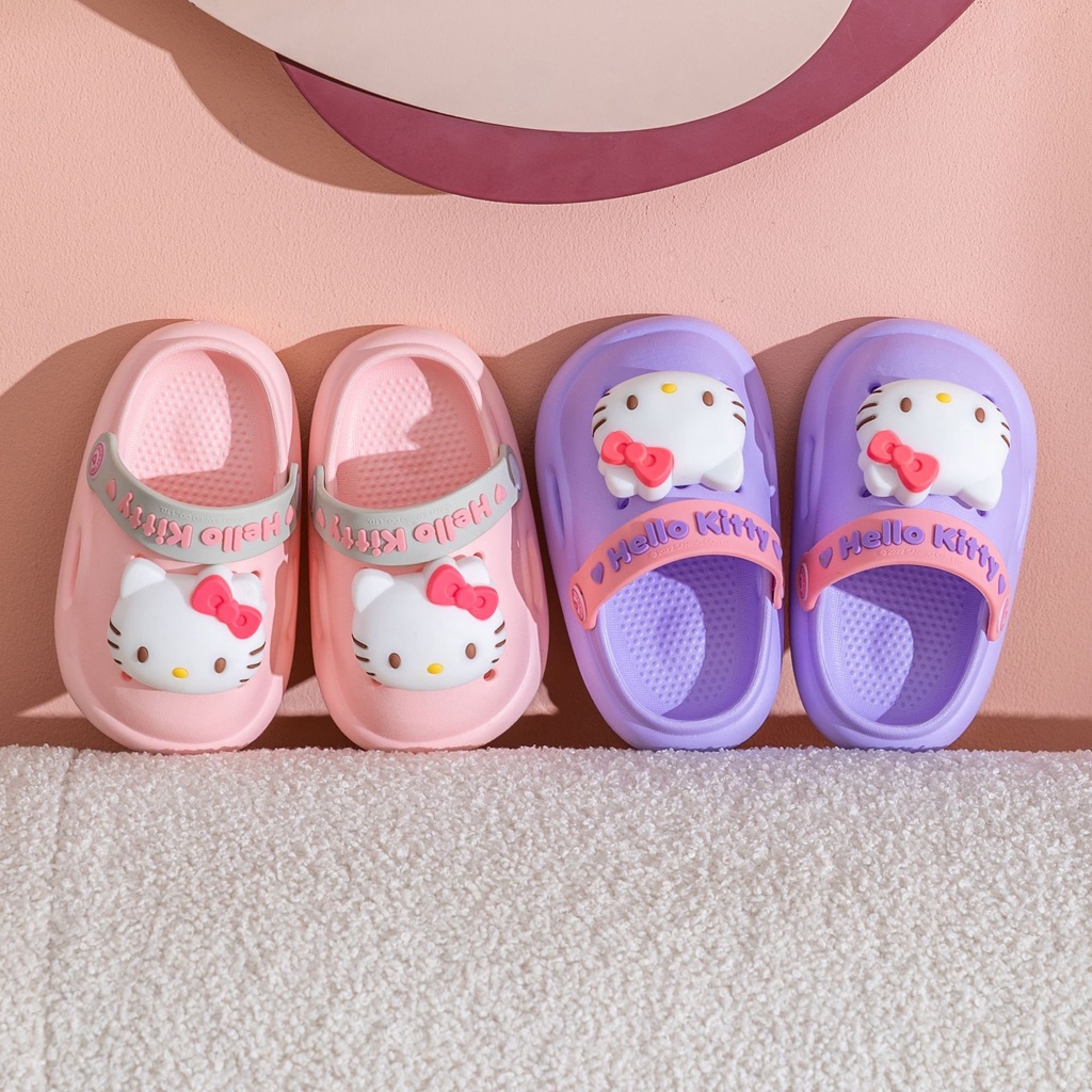 SANRIO Dép Crocs Đế Mềm Chống Trượt Hình Hello Kitty Cho Bé Gái
