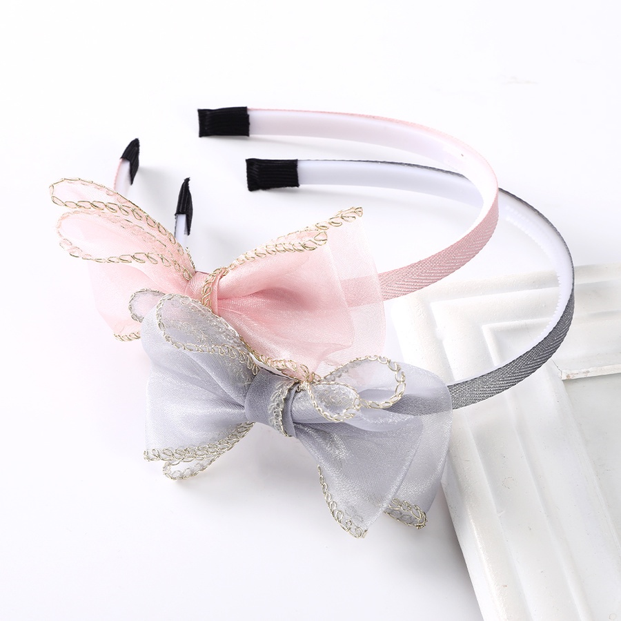 Băng đô vải lưới cột nơ in họa tiết chấm bi đáng yêu cho bé gái