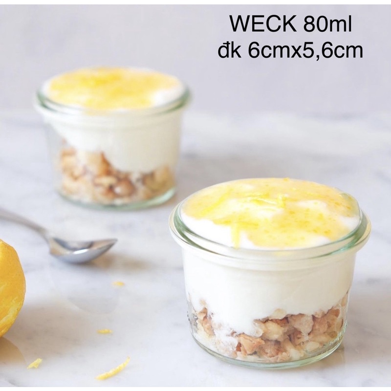 Hũ thuỷ tinh chịu nhiệt WECK - Made in Germany - Dung tích 80ml  - Giá bán 1 hũ