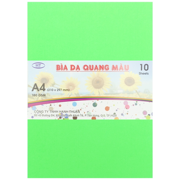 Bìa Dạ Quang Màu A4 HT 180gsm - Xanh Lá