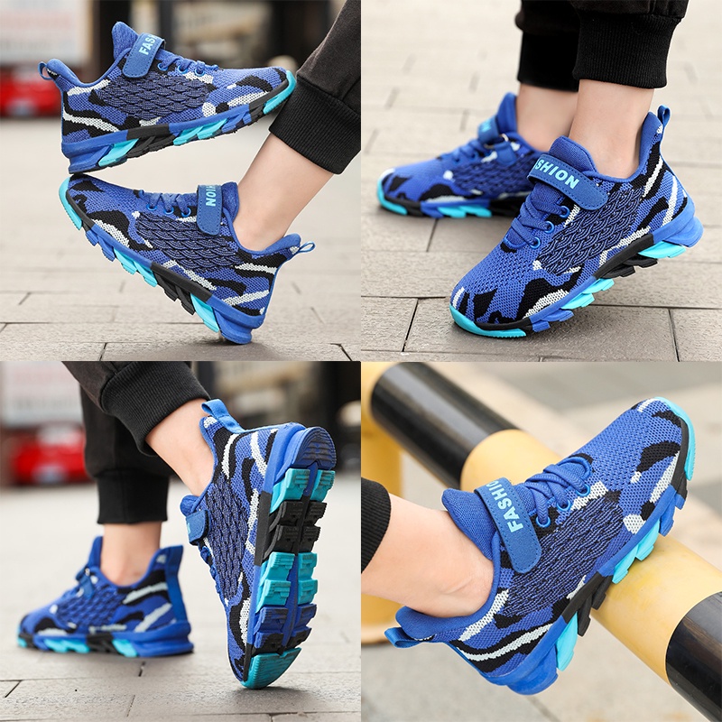 Giày thể thao dệt kim thoáng khí họa tiết rằn ri thời trang tùy chọn màu sắc dành cho bé size 28-40